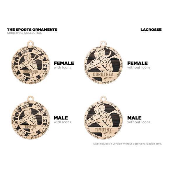 Personalized LACROSSE PLAYER Ornament Male or Female Custom Name Gift - Picture 2 of 2